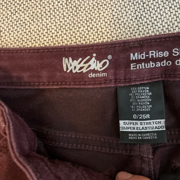 MOSSIMO Jegging Women's Size 0 / 25 Denim Burgundy Mid-Rise Super Stretch - Picture 6 of 12